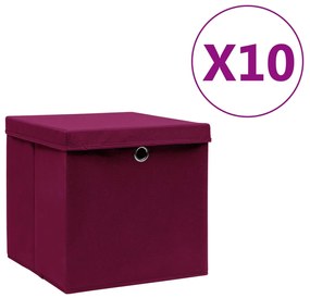 Contenitori Con Coperchi 10 Pz 28x28x28 Cm Rosso Scuro /