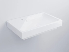 Cielo Smile Blink Lavabo 75x48 con piano sinistro da appoggio semincasso o sospeso In Ceramica Bianco Lucido