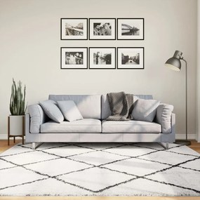 Tappeto Shaggy Pamplona A Pelo Lungo Crema E Nero 200x200 Cm /