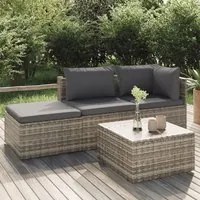 Set Divani da Giardino 4 pz con Cuscini in Polyrattan Grigio 318676