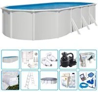 Piscina Fuori Terra Steel White - 7,30 X 3,65 X H.1,32 M - Kit Pro