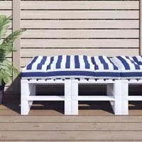 Cuscino per Pallet Strisce Bianche e Blu 120x80x12cm in Tessuto 360528