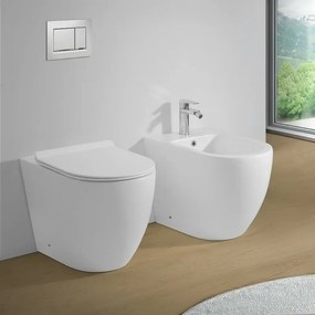Sanitari Filomuro in ceramica bianca opaca con copriwc e scarico tornado Tokyo