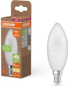 Lampadina LED in plastica riciclata B39, attacco E14, 7,5 W, 230 V, 2700 K - Osram