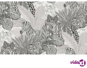Noordwand Good Vibes Carta da Parati Jungle Animals Grigia e Nera
