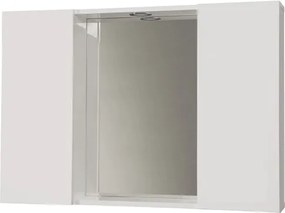 Specchiera bagno 91 cm Bianco Lucido a 2 ante lisce con luce LED