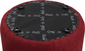 Pouf Tondo Dante D 40 cm in Tessuto Antimacchia Bordeaux