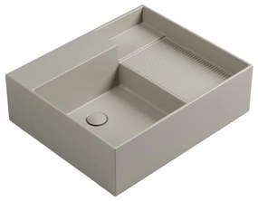 Lavabo da appoggio Nobu COLAVENE senza foro rettangolare in ceramica L 60 x H 21 x P 50 cm beige opaco piletta non inclusa