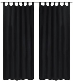 Tende Micro-raso Nere 2 Pezzi Con Occhielli 140 X 175 Cm /