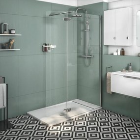 Box doccia walk-in Neo, vetro 8 mm, L 138-139.5 cm x H 200 cm, profilo cromo