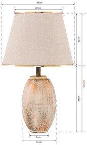 Lampada da tavolo color crema e dorata con paralume in tessuto (altezza totale 50 cm) Yakamoz – Opviq lights