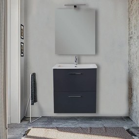 Mobile bagno 60 cm Vitra Mia Antracite con specchio e lampada Led