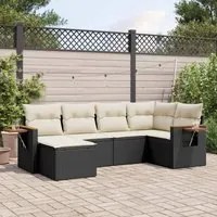 Set Divano da Giardino 6 pz con Cuscini Nero in Polyrattan 3259417