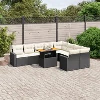 Set Divani da Giardino 10pz con Cuscini in Polyrattan Nero 3271469