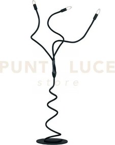 Piantana lover nera 3 luci attacco e14 120x165cm in metallo e silic...