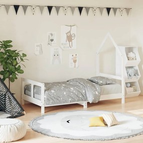 Giroletto Per Bambini Bianco 80x160cm İn Legno Massello Di Pino /
