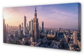 Stampa quadro su tela Panorama di Warsaw Sunrise Skyscrapers 100x50 cm
