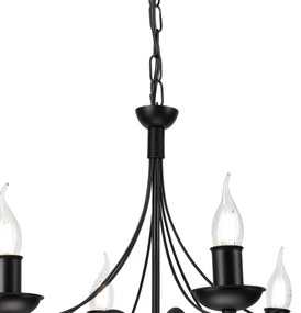 Lampadario a sospensione con catena DONATO 6xE14/40W/230V nero