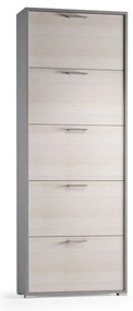 Scarpiera 5 ante a ribalta singola prof L 67 x H 184 x P 18 cm 15 paia, larice