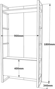 Mobile Ingresso Con Scarpiera Appendiabiti E Specchio Stile Industrial Fiona DX