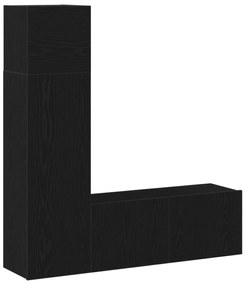 Set di mobili tv 3 pezzi  in legno ingegnerizzato di rovere nero