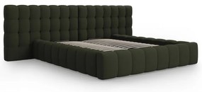 Letto matrimoniale imbottito verde con spazio contenitivo e rete 200x200 cm Mamaia - Micadoni Home