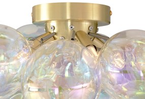 Lampada da soffitto di design in ottone con vetro arcobaleno 4 luci - Uvas