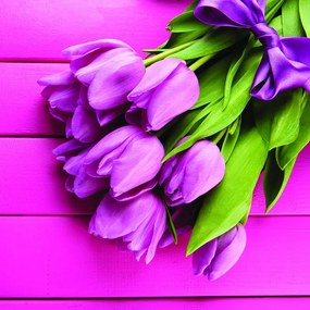 Stampa su tela Tulipani rosa, multicolore 98 x 98 cm