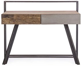 Scrivania MANCHESTER in legno di mango e acciaio nero, 120&#215;60 cm