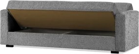 Divano Letto 3 Posti Contenitore 212x80x87 Tessuto Grigio Nora Lumos