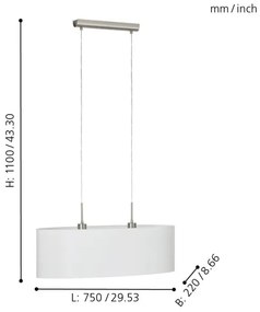 Eglo 31579 - Lampadario a sospensione con filo PASTERI 2xE27/60W/230V