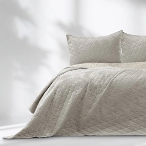 Copriletto greige in velluto con rivestimento trapuntato 240x260 cm Laila – Restilo