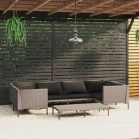 Set Divani Giardino 7 pz con Cuscini in Polyrattan Grigio Scuro cod mxl 41111