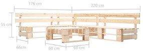 Set divani da giardino con pallet 4 pz naturale in legno