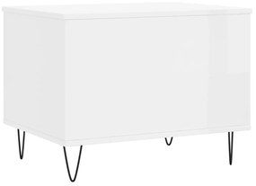 Tavolino salotto bianco lucido 60x44,5x45 cm legno multistrato