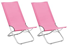 Sedie da spiaggia pieghevoli 2 pz rosa in tessuto