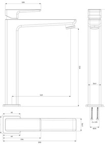 OMNIRES PM7412BL - Rubinetto del lavandino PARMA 27,3 cm opaco nero