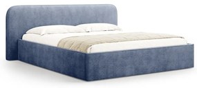 Letto matrimoniale imbottito blu scuro con contenitore e rete inclusi 200x200 cm Elizabeth – Micadoni