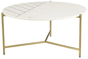 Tavolino rotondo di design in marmo bianco e ottone 90cm SILLON