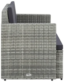 Divano da giardino a 2 posti con cuscini grigio in polyrattan