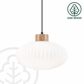 Lampadario a sospensione con filo HARMONY 1xE27/15W/230V diametro 30 cm bianco/quercia
