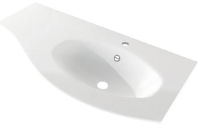 Lavabo a incasso tondo L 104 x H 16 x P 52 cm in resina bianco lucido