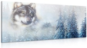 Stampa su tela – Lupo nel paesaggio innevato