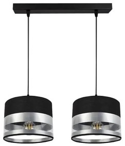 Lampadario su filo MILO 2xE27/60W/230V argento/nero