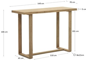 Kave Home - Tavolo alto Canadell 100% outdoor in legno massiccio di teak riciclato 140 x 70 cm