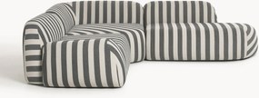 Divano angolare componibile 4 posti a righe con chaise longue Wolke