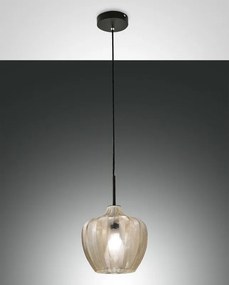Lampadario Glamour Gallura nero paralume beige E27 LA MIA LUCE