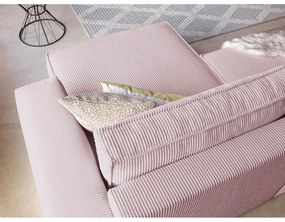 Divano letto in velluto a coste rosa chiaro divano ad angolo variabile Nihad - Bobochic Paris