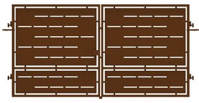 Cancello manuale con serratura elettrica Privacy in ferro, apertura centrale, L 358.5 x H 180 cm, di colore ruggine