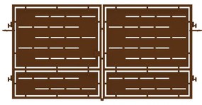 Cancello manuale Privacy in ferro, apertura centrale, L 358.5 x 180 cm, di colore ruggine